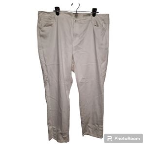 J. Jill (22W) Denim Authentic Fit, Slim Ankle White Jeans - Snap Button Ankles